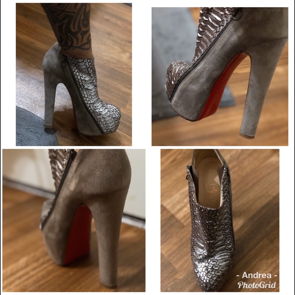 Authentic Christian Louboutin snakeskin booties